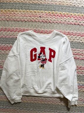 GAP White Sweatshirt with Minnie Mouse and Red Logo
